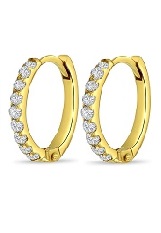 itsy-bitsy gold cubic zirconia 9mm hoop baby earrings